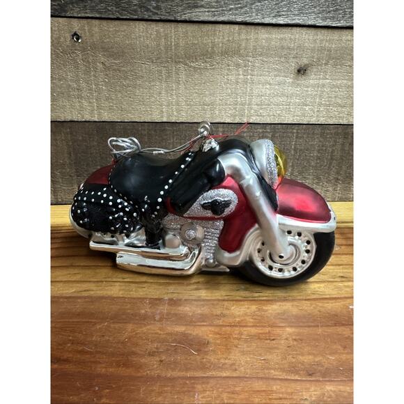 Dept 56 Mercury Glass Glass Motorcycle Large Ornament In Box - Picture 1 of 5